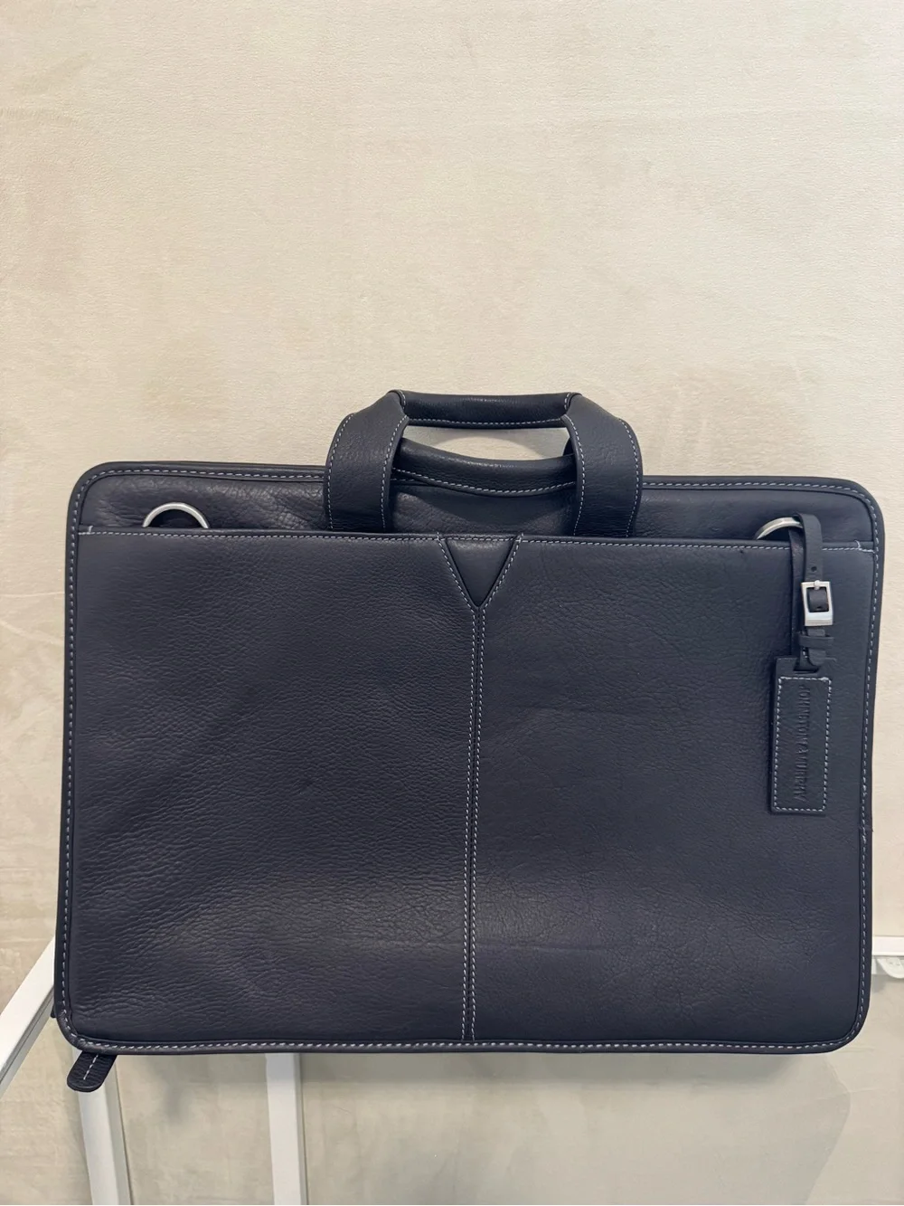 Men's Johnston & Murphy Black Leather Briefcase - Classic Work Bag